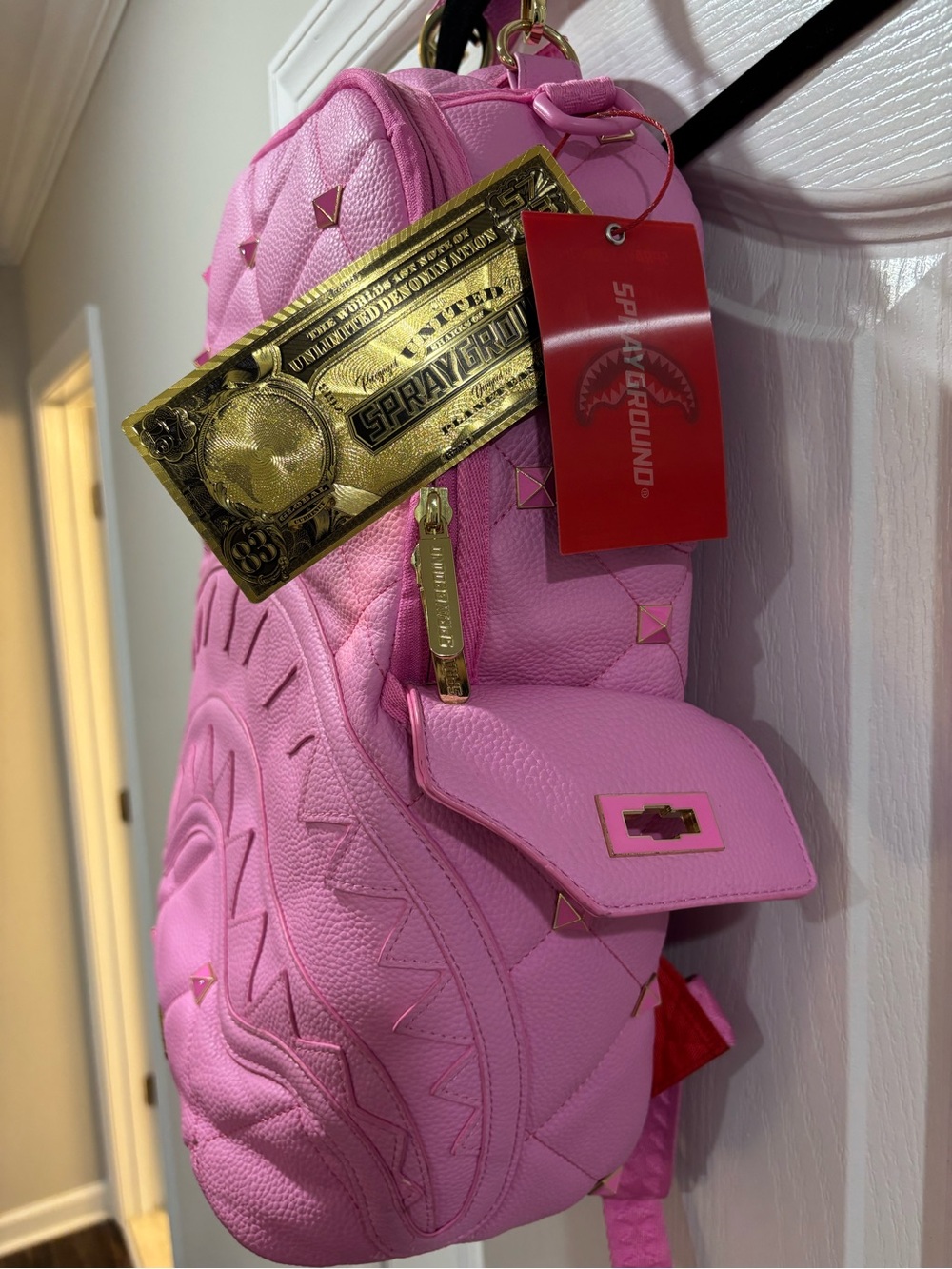 Authentic SprayGround pink Quilted Studded Backpack - Spraygroynd - Picture 6 of 11